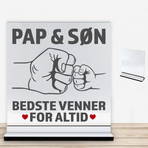 Bedste venner for altid - pap | Glasskilt inkl. fod med farvet overflade