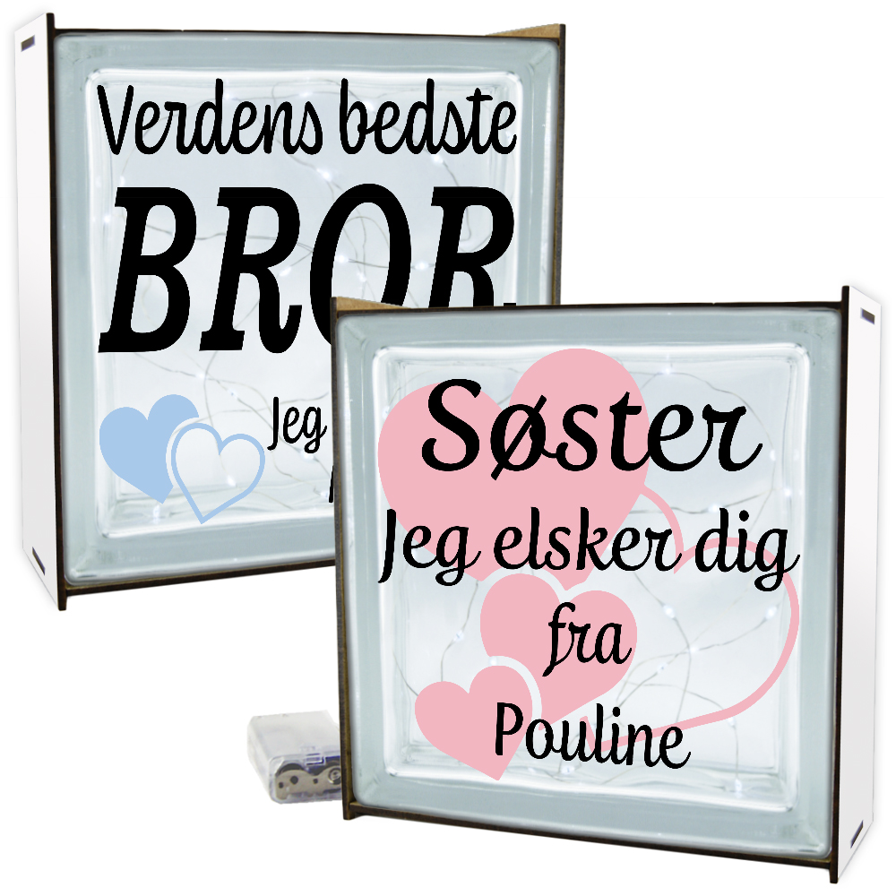 Børn, børnebørn & søskende | Lyssten med ramme (farvet overflade)