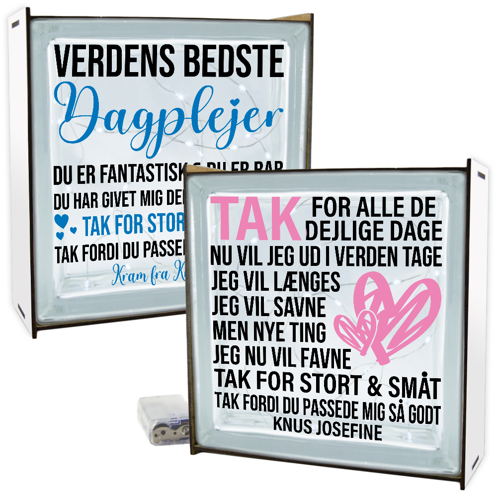 Dagplejer, pædagog & lærer | Lyssten med ramme (farvet overflade)