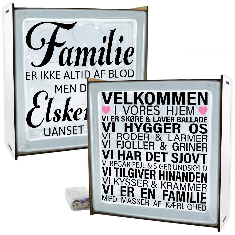 Familie | Lyssten med ramme (farvet overflade)