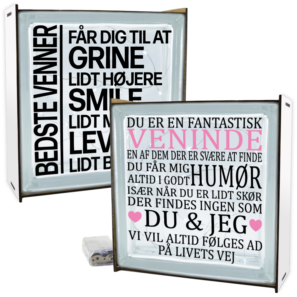 Venner & veninder | Lyssten med ramme (farvet overflade)