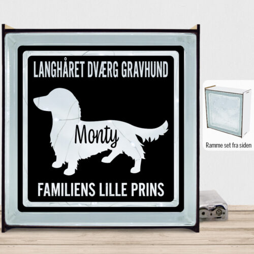 MyPets Langhåret Dværg Gravhund | Lyssten med ramme (farvet overflade)