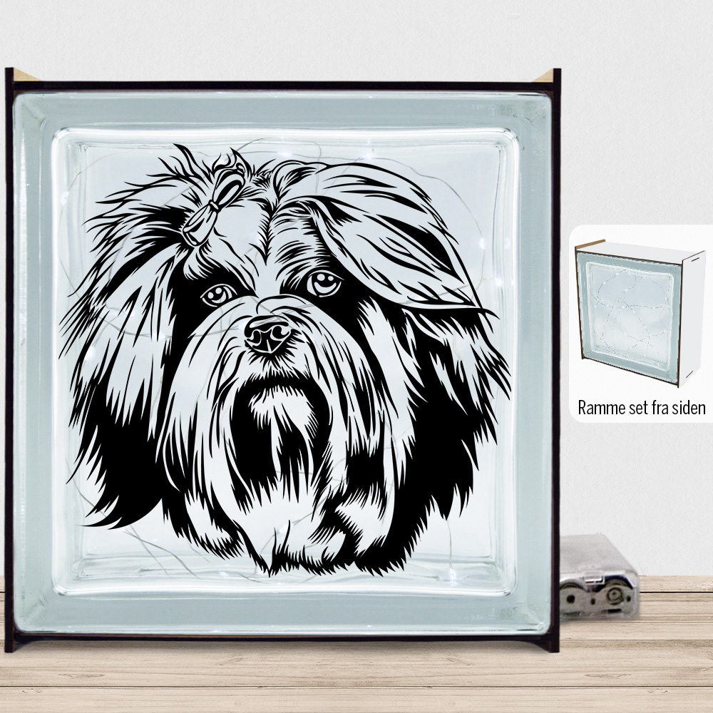 DogFace Lhasa Apso | Lyssten med ramme (farvet overflade)