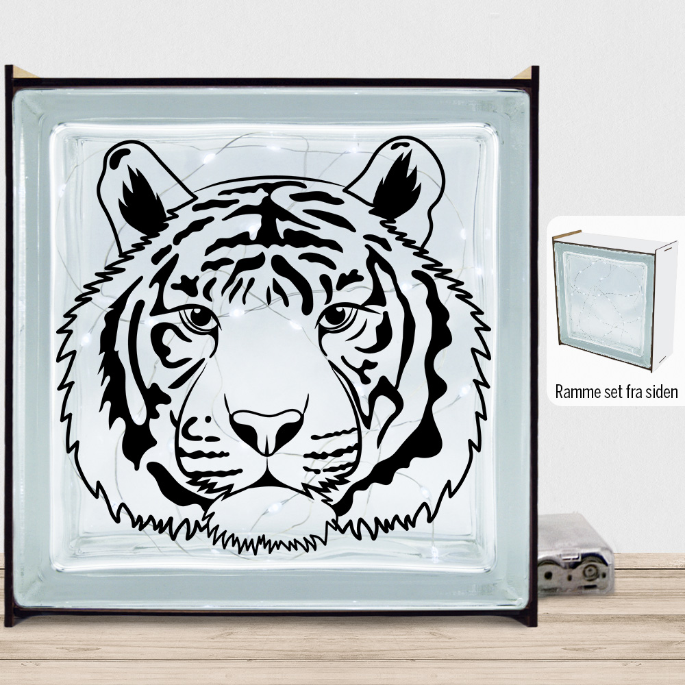 TigerFace design 1 | Lyssten med ramme (farvet overflade)