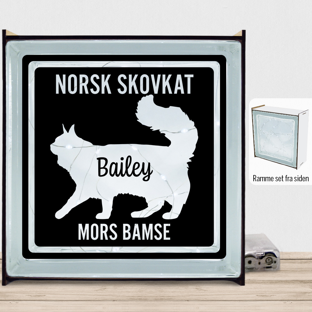 MyPets Norsk Skovkat | Lyssten med ramme (farvet overflade)