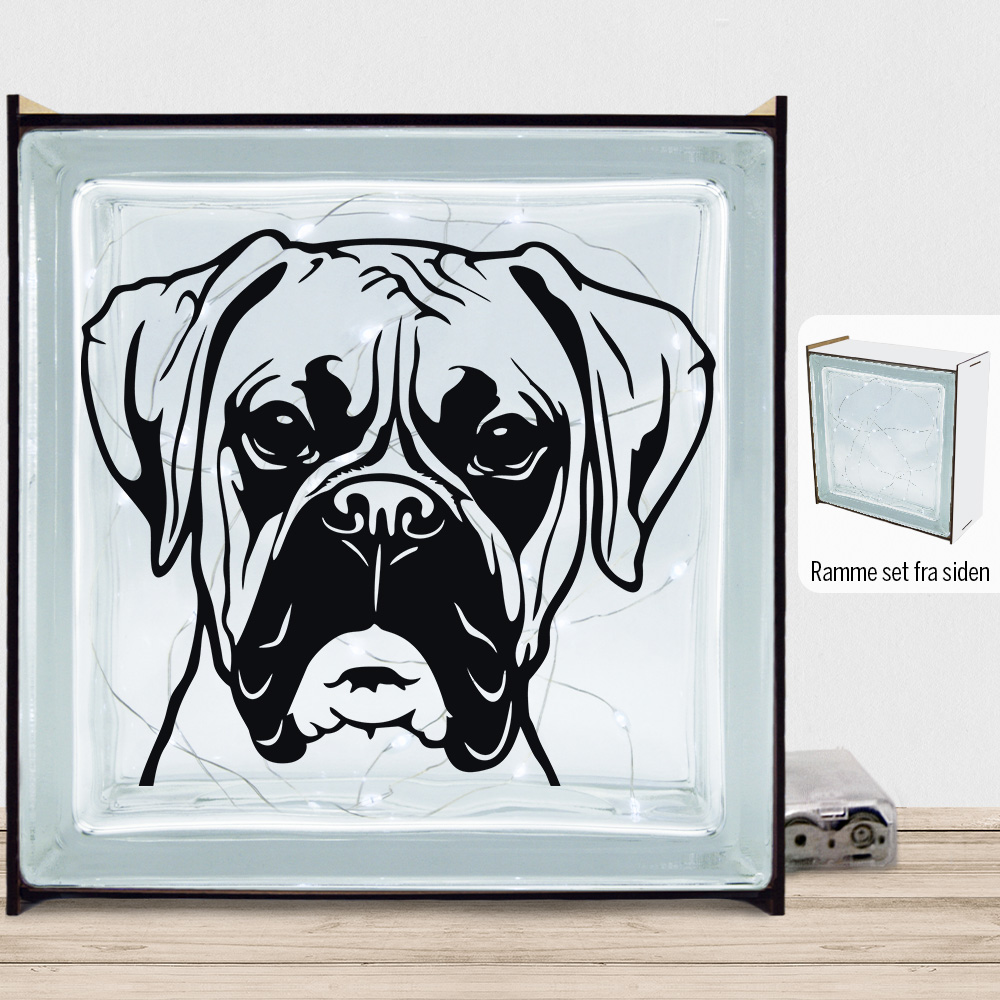 DogFace Boxer | Lyssten med ramme (farvet overflade)