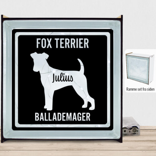 MyPets Fox Terrier (glathåret) | Lyssten med ramme (farvet overflade)