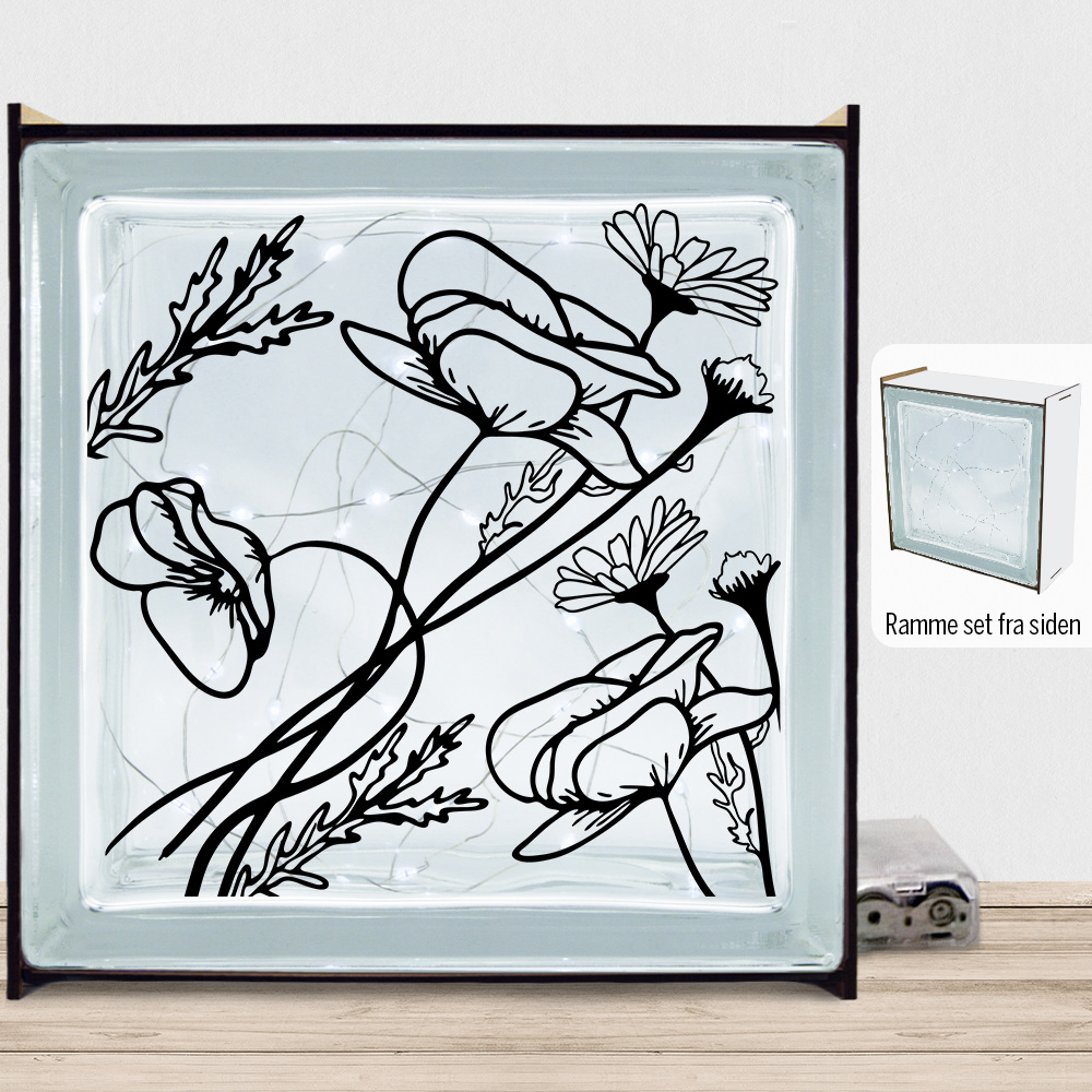 Wild Bouquet design 1 | Lyssten med ramme (farvet overflade)