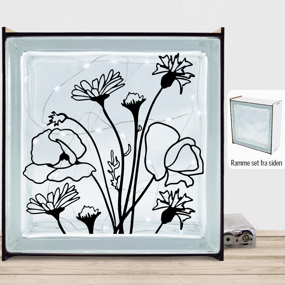 Wild Bouquet design 3 | Lyssten med ramme (farvet overflade)