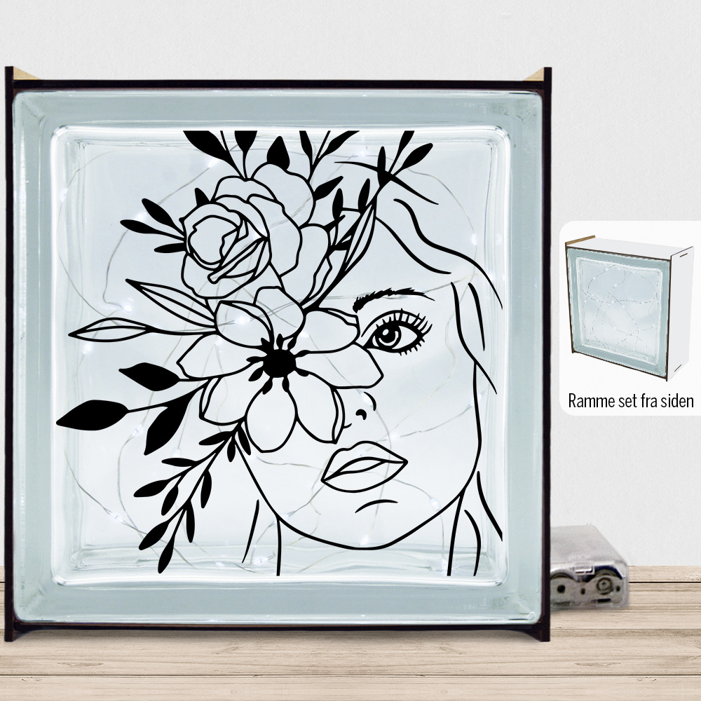 Floral woman design 1 | Lyssten med ramme (farvet overflade)