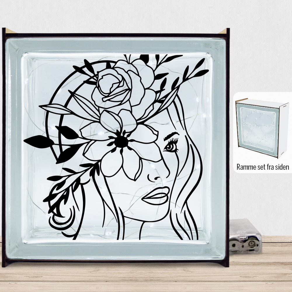 Floral woman design 2 | Lyssten med ramme (farvet overflade)