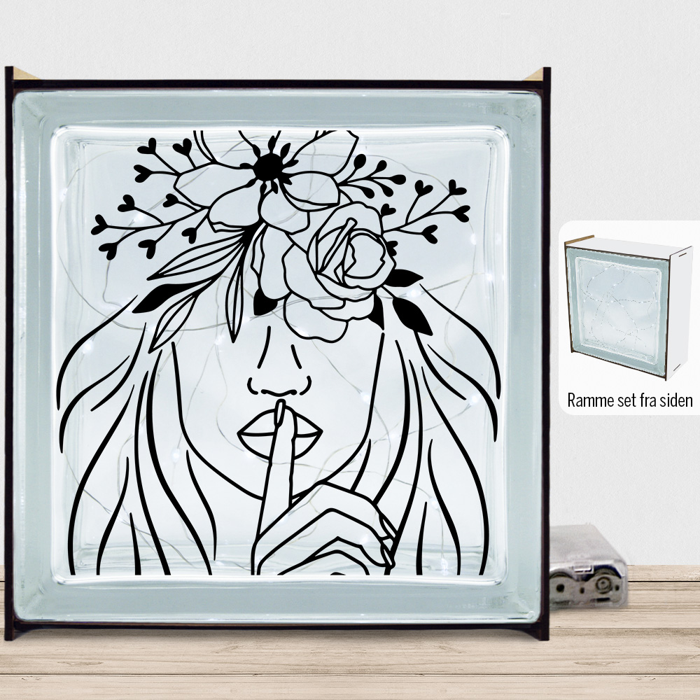 Floral woman design 3 | Lyssten med ramme (farvet overflade)