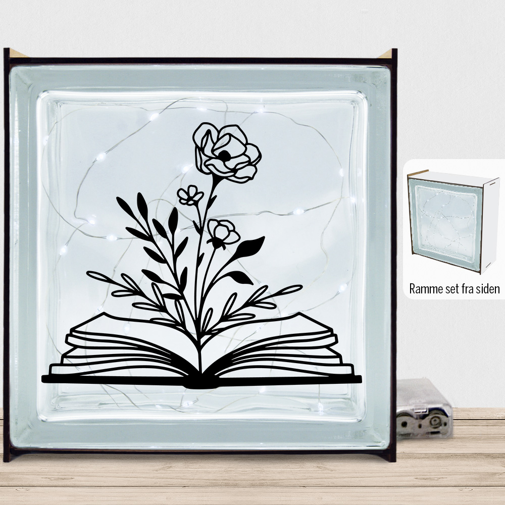 Floral book design 1 | Lyssten med ramme (farvet overflade)