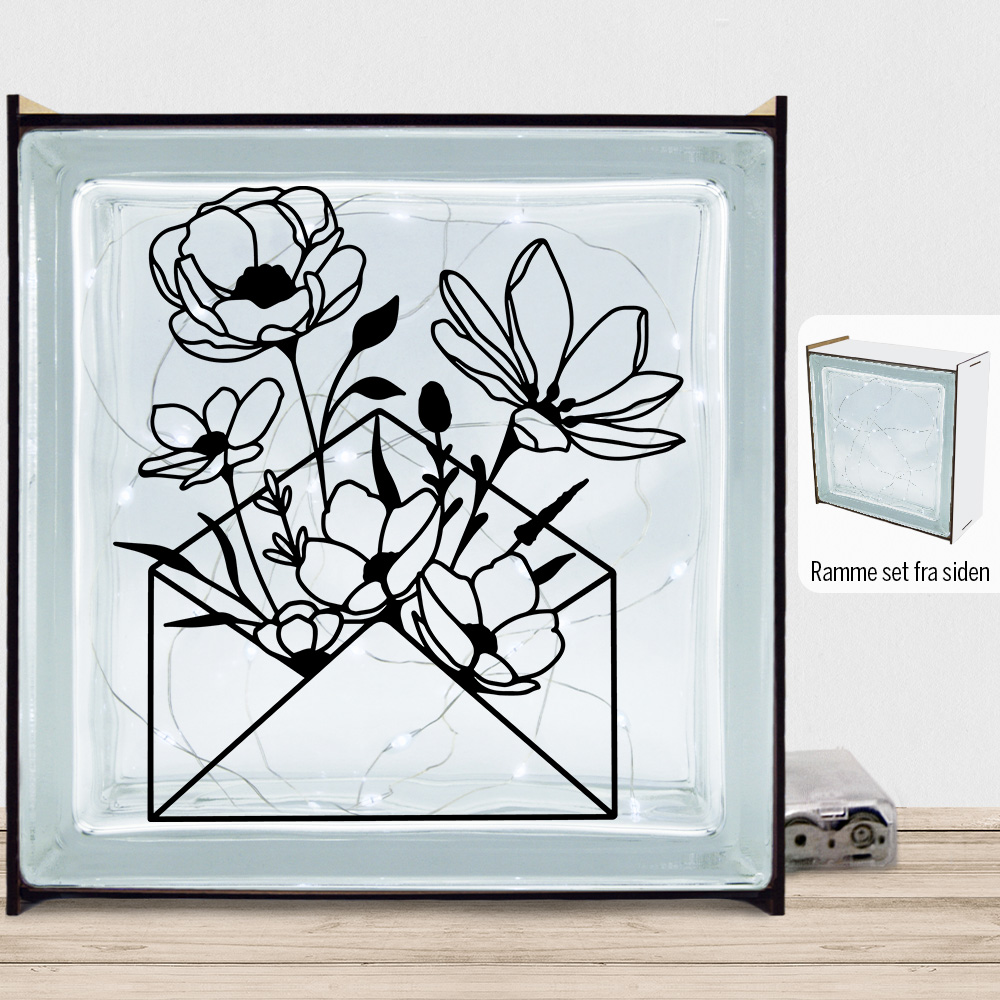 Floral envelope design 1 | Lyssten med ramme (farvet overflade)