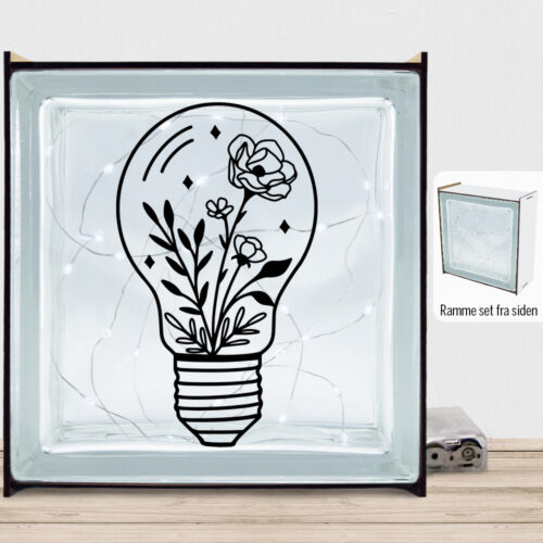 Floral lightbulb design 1 | Lyssten med ramme (farvet overflade)