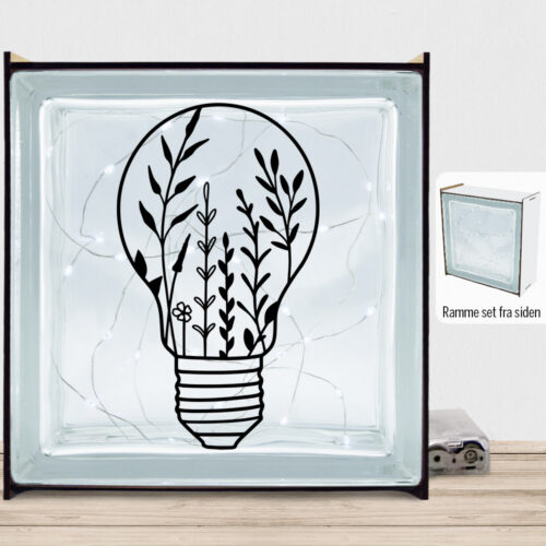 Floral lightbulb design 2 | Lyssten med ramme (farvet overflade)