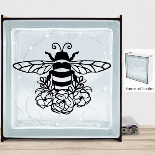 Bee with flowers | Lyssten med ramme (farvet overflade)
