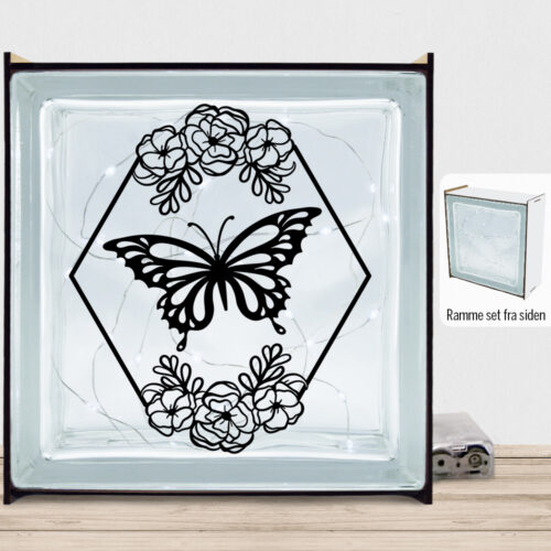 ButterflyHexagon | Lyssten med ramme (farvet overflade)