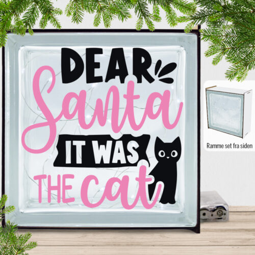 Funny Christmas - Dear santa, it was the cat | Lyssten med ramme (farvet overflade)
