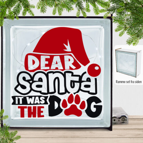 Funny Christmas - Dear santa, it was the dog | Lyssten med ramme (farvet overflade)