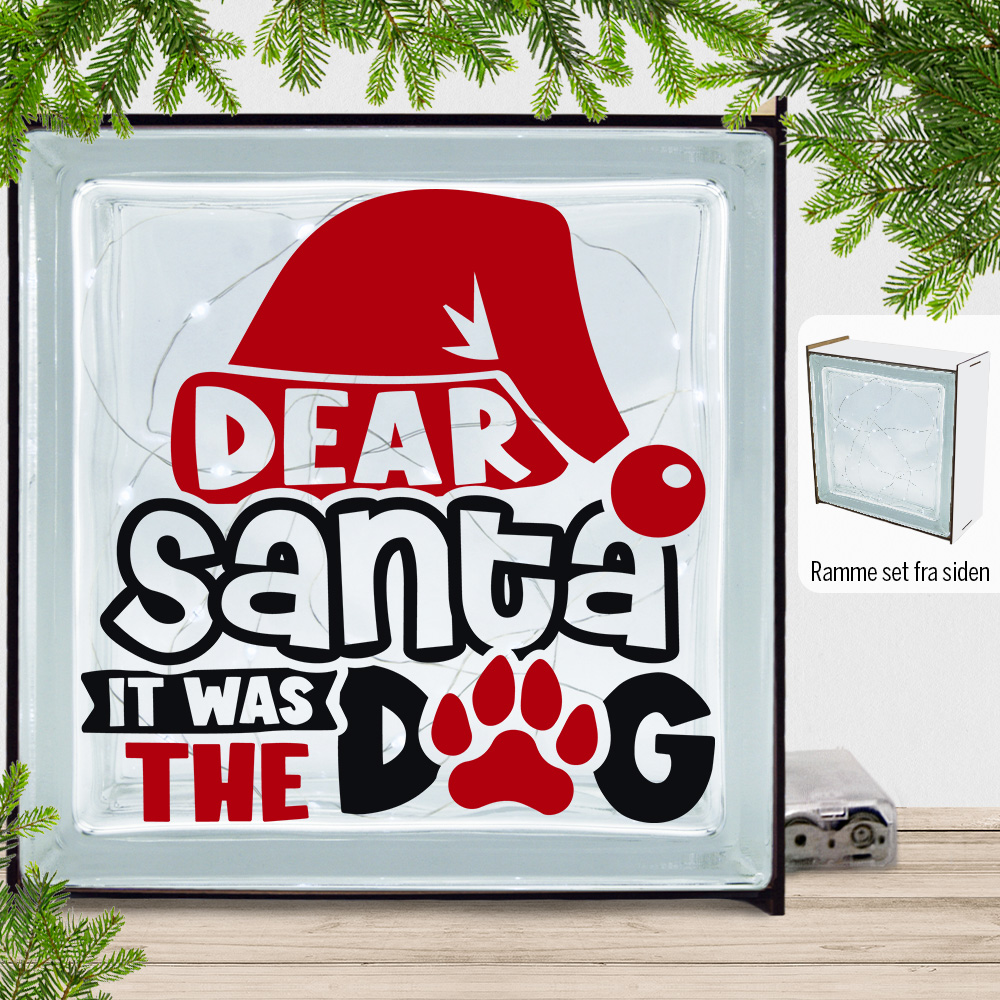 Funny Christmas - Dear santa, it was the dog | Lyssten med ramme (farvet overflade)
