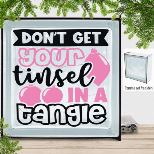 Funny Christmas - Don't get your tinsel in a tangle | Lyssten med ramme (farvet overflade)