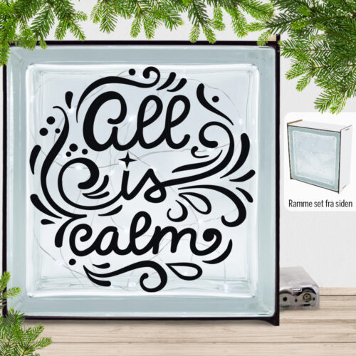 Christmas Decor - All is calm | Lyssten med ramme (farvet overflade)