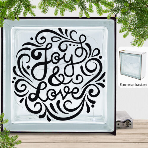 Christmas Decor - Joy & Love | Lyssten med ramme (farvet overflade)