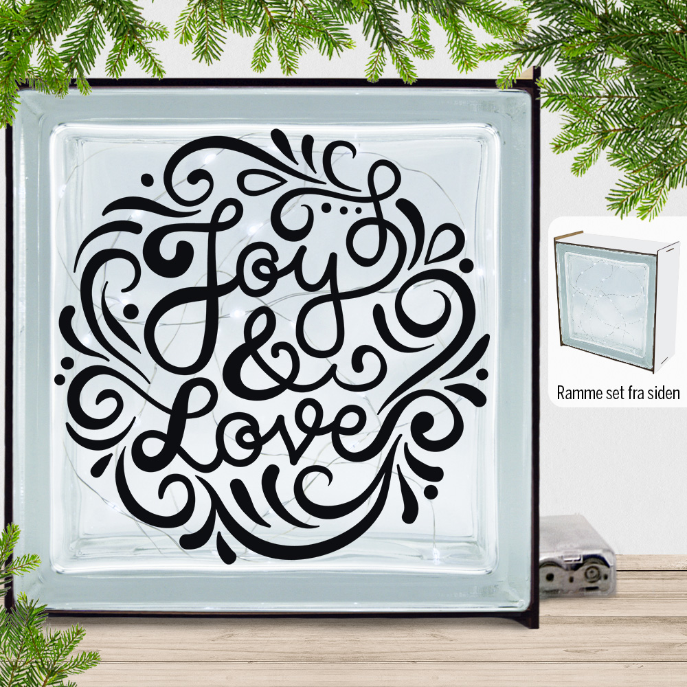 Christmas Decor - Joy & Love | Lyssten med ramme (farvet overflade)
