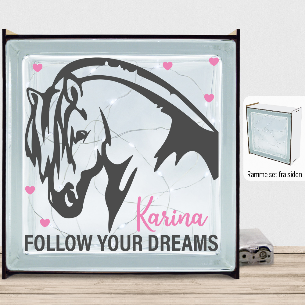 Follow Your Dreams Heste #1 | Lyssten med ramme (farvet overflade)