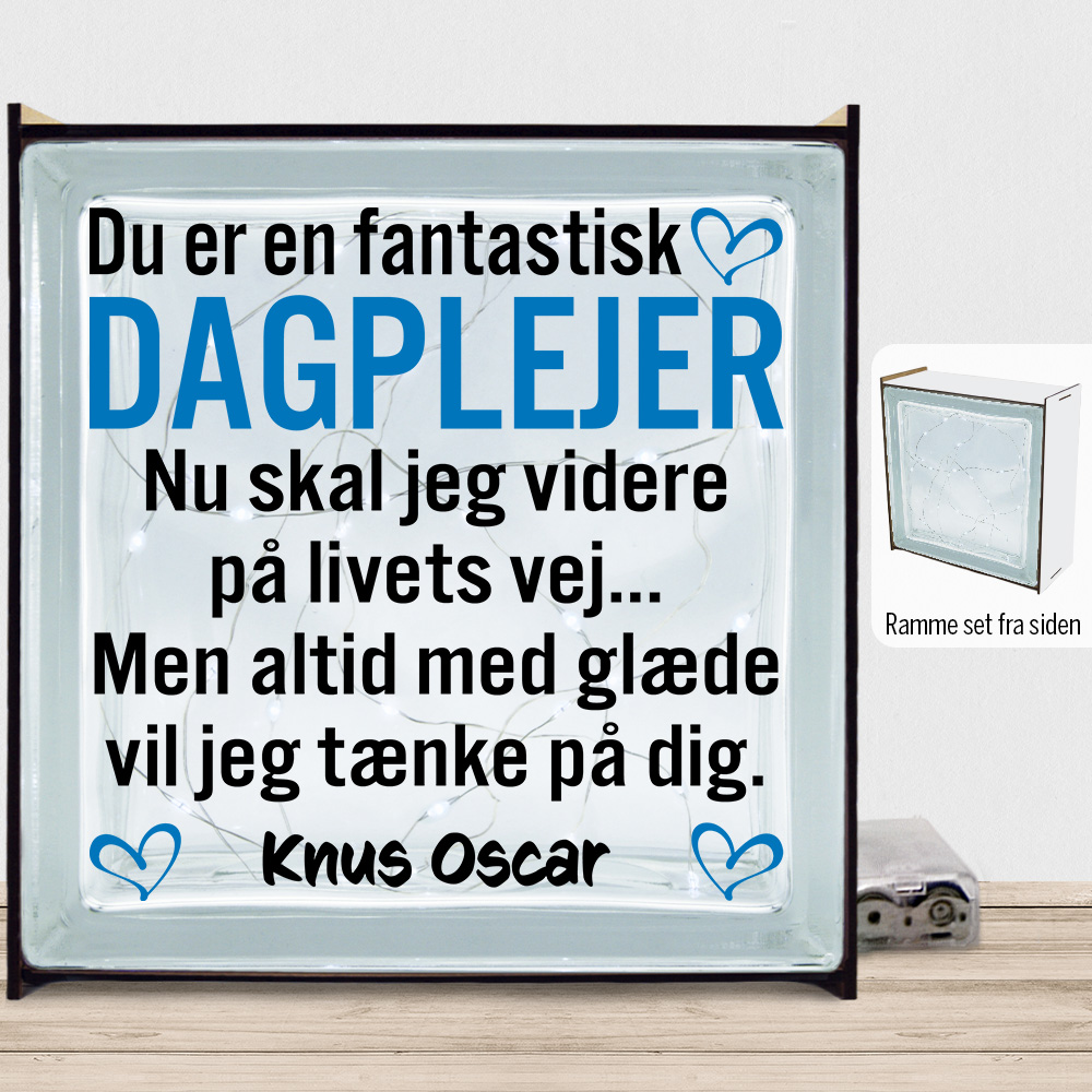 Du er en fantastisk dagplejer #1 | Lyssten med ramme (farvet overflade)