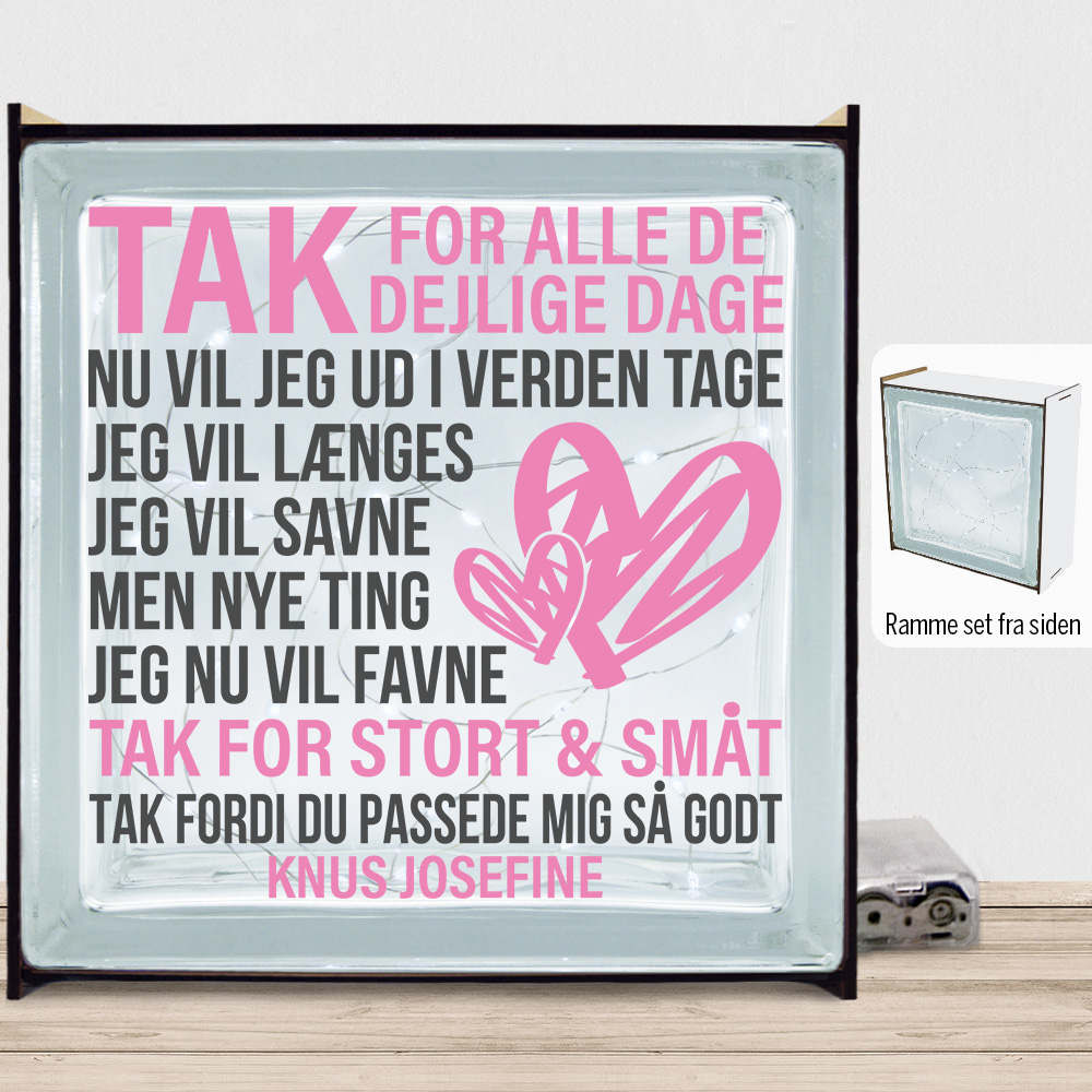 Tak for alle de dejlige dage... | Lyssten med ramme (farvet overflade)