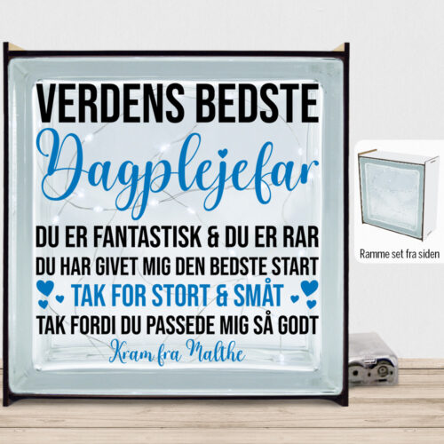 Du er fantastisk & du er rar - dagplejefar | Lyssten med ramme (farvet overflade)