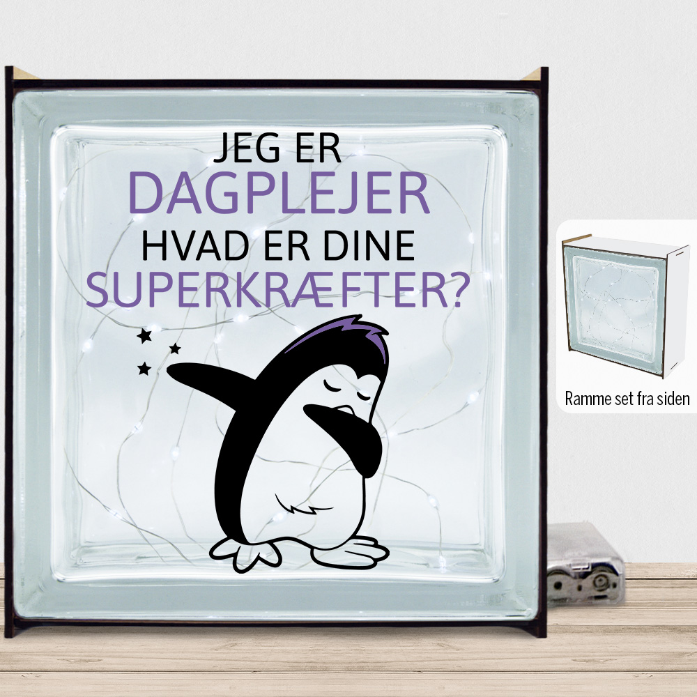 Jeg er dagplejer, hvad er dine superkræfter | Lyssten med ramme (farvet overflade)