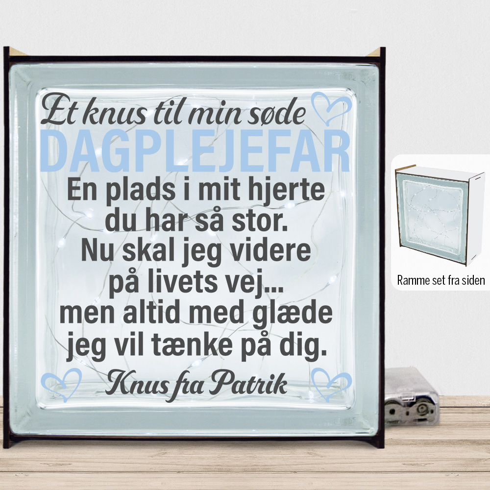 Et knus til min søde dagplejefar | Lyssten med ramme (farvet overflade)
