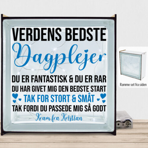 Du er fantastisk & du er rar - dagplejer | Lyssten med ramme (farvet overflade)