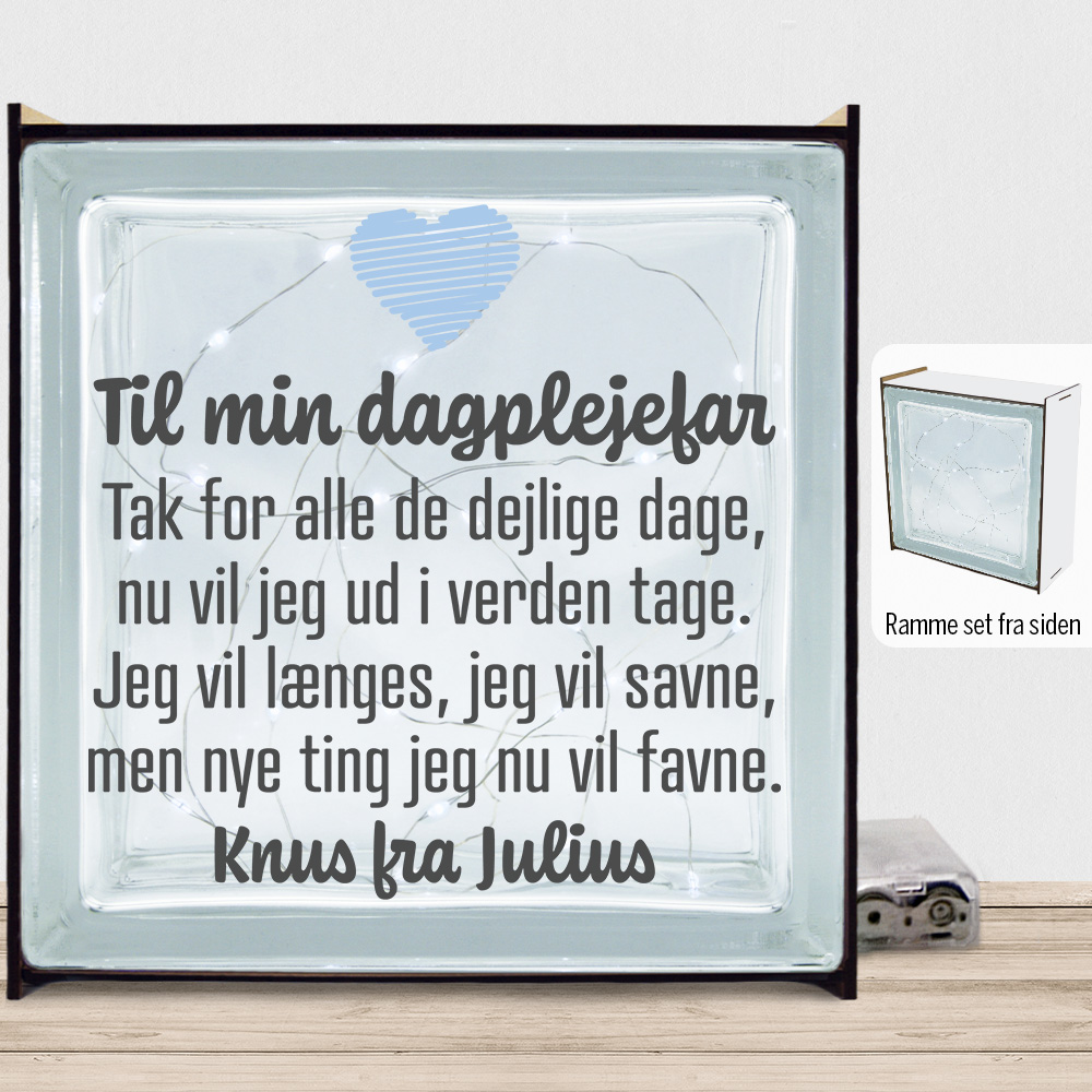 Til min dagplejefar | Lyssten med ramme (farvet overflade)