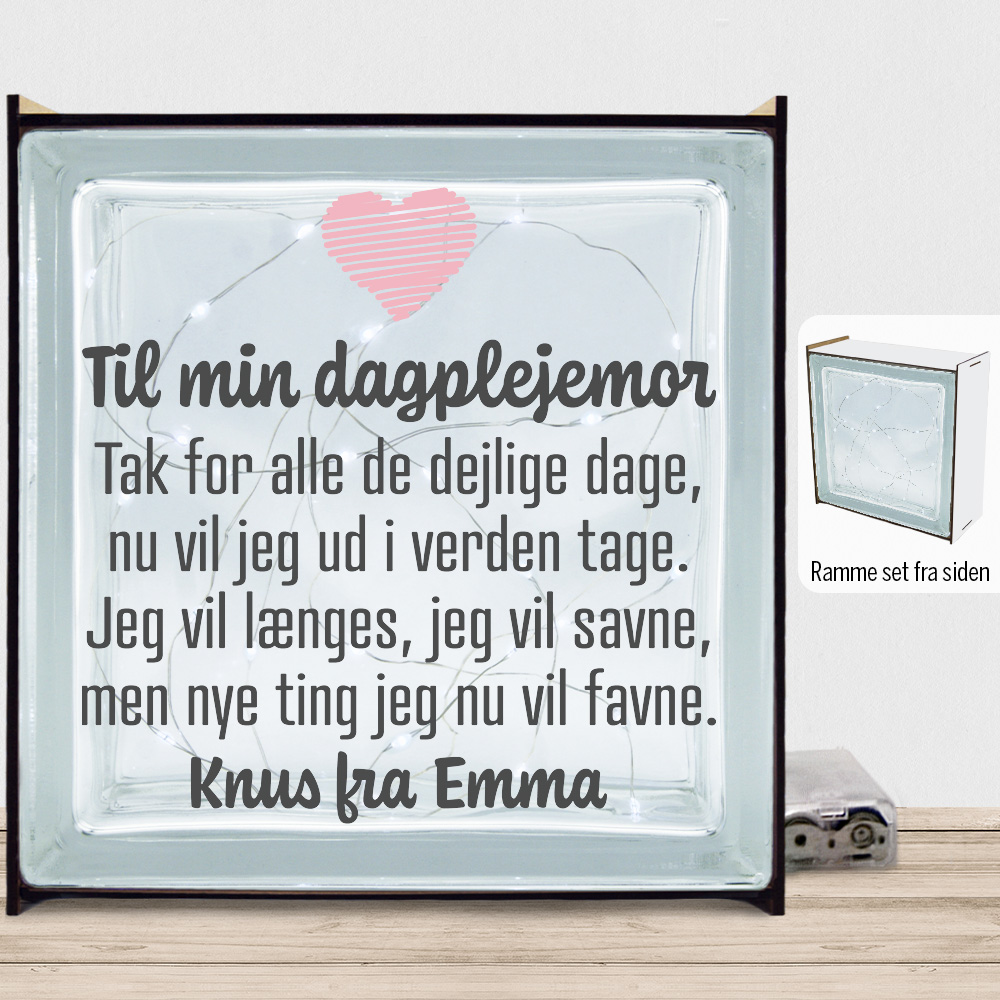 Til min dagplejemor | Lyssten med ramme (farvet overflade)