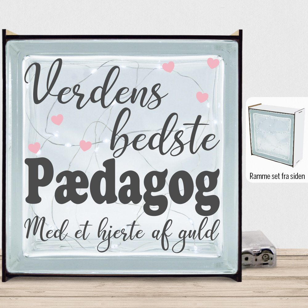 Verdens bedste pædagog #2 | Lyssten med ramme (farvet overflade)
