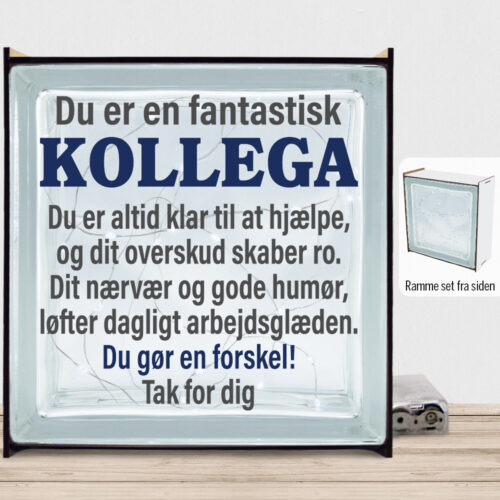 Du er en fantastisk kollega #1 | Lyssten med ramme (farvet overflade)