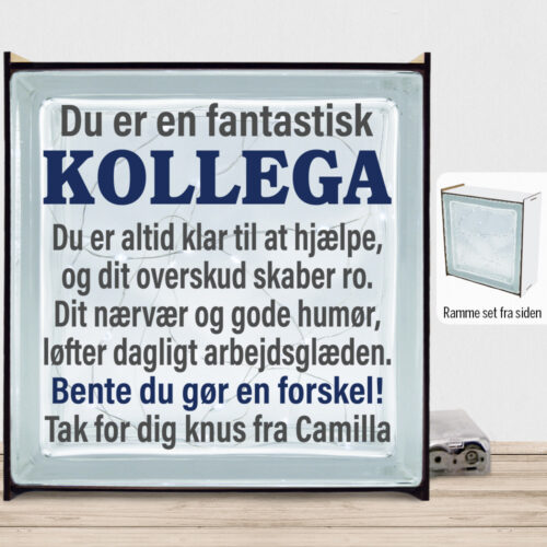 Alternative view of Du er en fantastisk kollega #1 | Lyssten med ramme (farvet overflade)