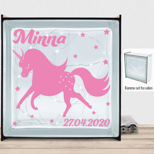 Enhjørning design 1 | Lyssten med ramme (farvet overflade)