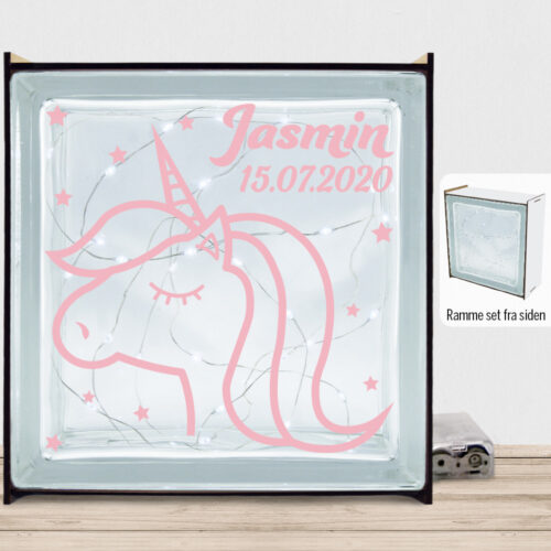 Enhjørning design 3 | Lyssten med ramme (farvet overflade)