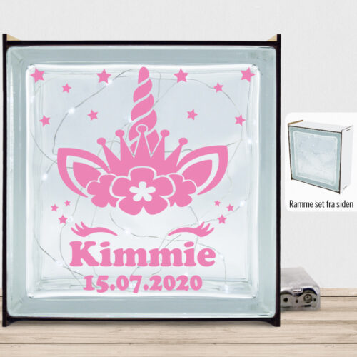 Enhjørning design 5 | Lyssten med ramme (farvet overflade)