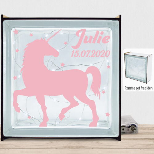 Enhjørning design 6 | Lyssten med ramme (farvet overflade)