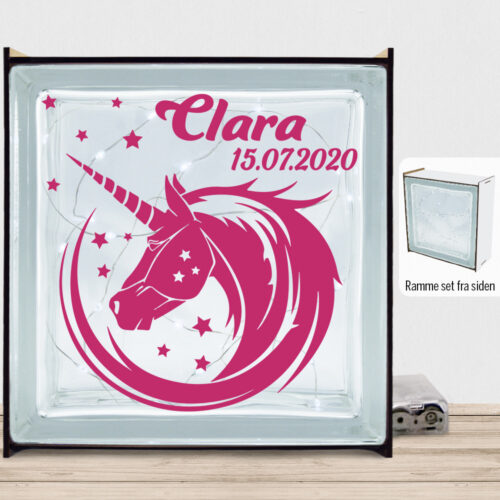 Enhjørning design 7 | Lyssten med ramme (farvet overflade)