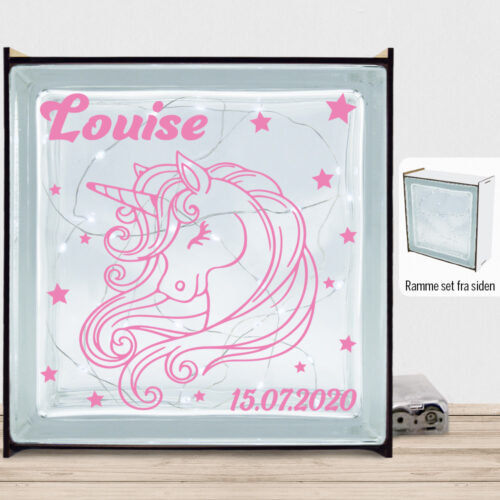 Enhjørning design 8 | Lyssten med ramme (farvet overflade)