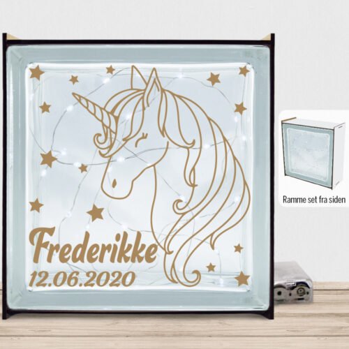 Enhjørning design 11 | Lyssten med ramme (farvet overflade)