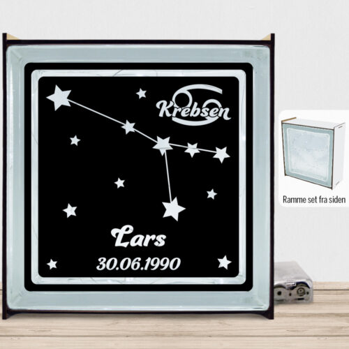 Stjernetegn "look at the stars" - Krebsen | Lyssten med ramme (farvet overflade)