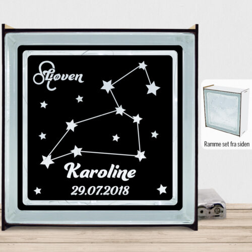 Stjernetegn "look at the stars" - Løven | Lyssten med ramme (farvet overflade)